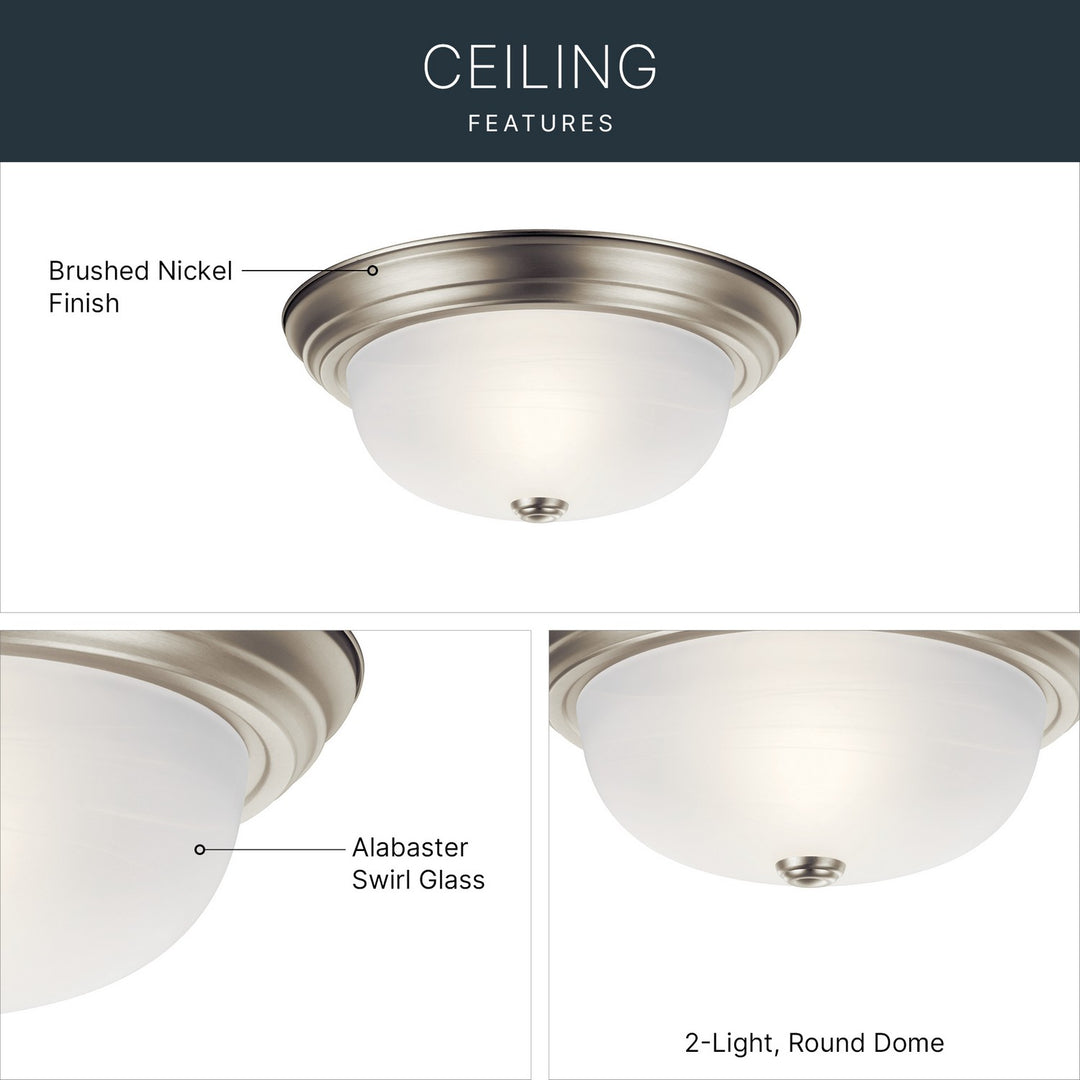 Kichler Canada - 8109NI - Two Light Flush Mount - Brushed Nickel