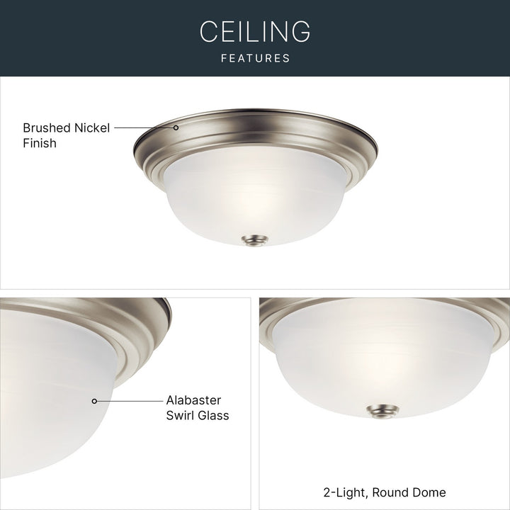 Kichler Canada - 8109NI - Two Light Flush Mount - Brushed Nickel