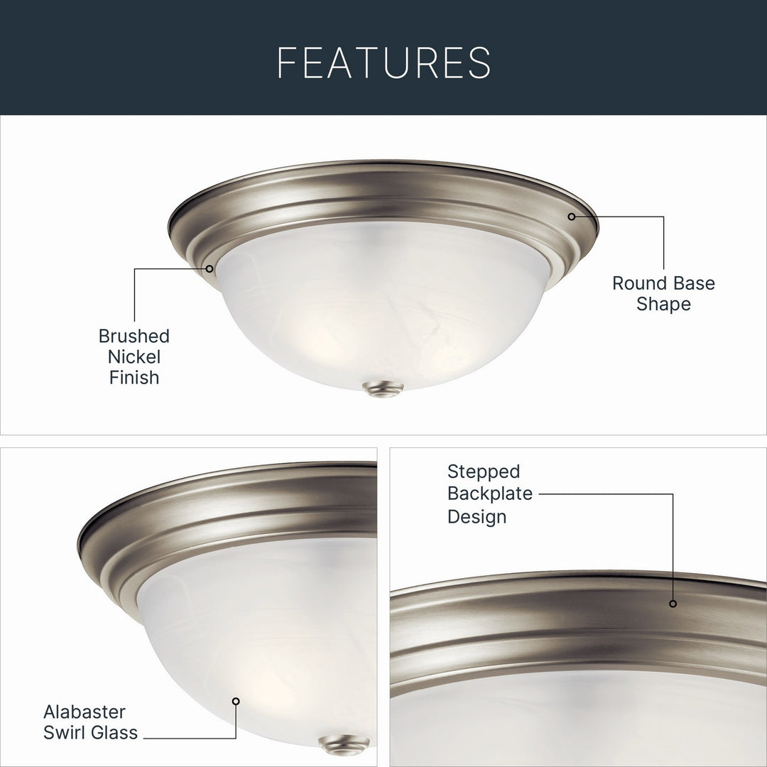 Kichler Canada - 8110NI - Three Light Flush Mount - Brushed Nickel