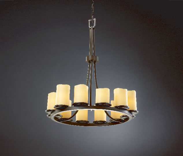 CandleAria 12 Light Chandelier in Dark Bronze Justice Designs