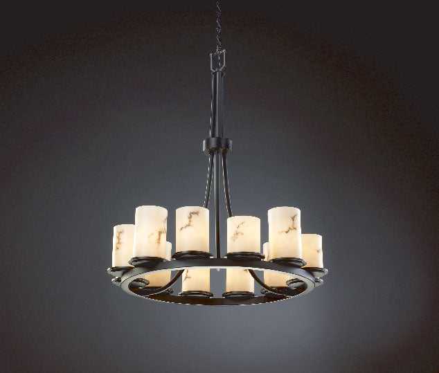LumenAria 12 Light Chandelier in Matte Black Justice Designs