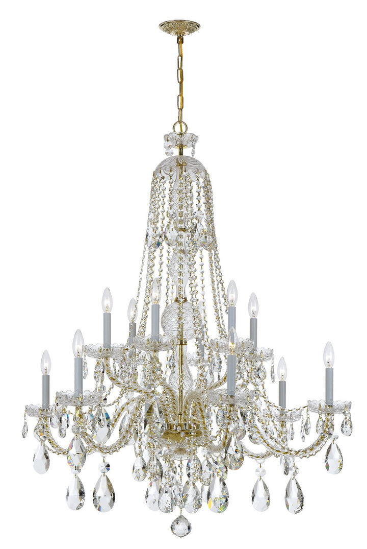 Traditional Crystal 12 Light Chandelier in Polished Brass - available from The Lighting Shoppe, trusted by Canadian homeowners
