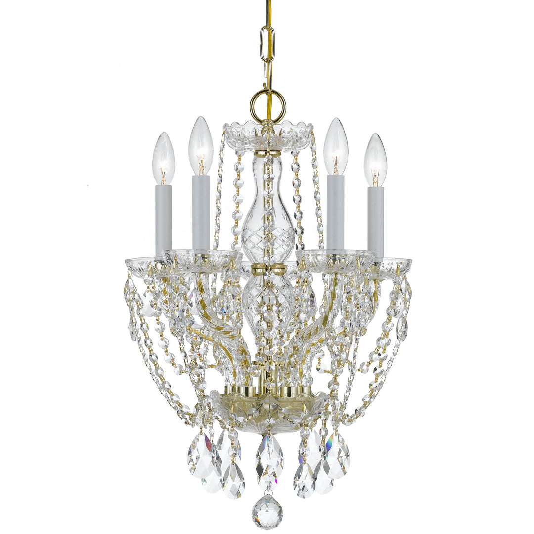 Traditional Crystal Five Light Mini Chandelier in Polished Brass - available from The Lighting Shoppe, trusted by Canadian homeowners