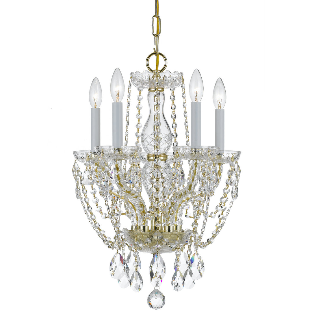 Traditional Crystal Five Light Mini Chandelier in Polished Brass - available from The Lighting Shoppe, trusted by Canadian homeowners