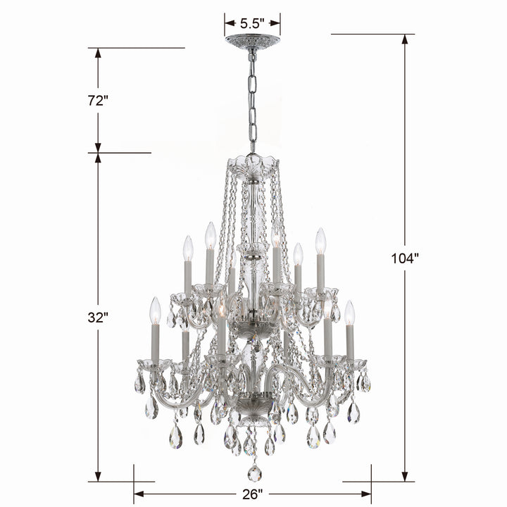 Crystorama - 1137-CH-CL-SAQ - 12 Light Chandelier - Traditional Crystal - Polished Chrome