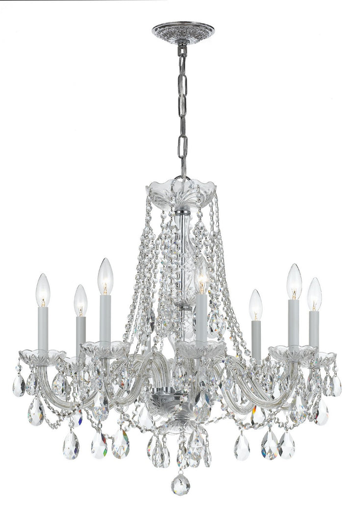 Traditional Crystal Eight Light Chandelier in Polished Chrome - available from The Lighting Shoppe, trusted by Canadian homeowners