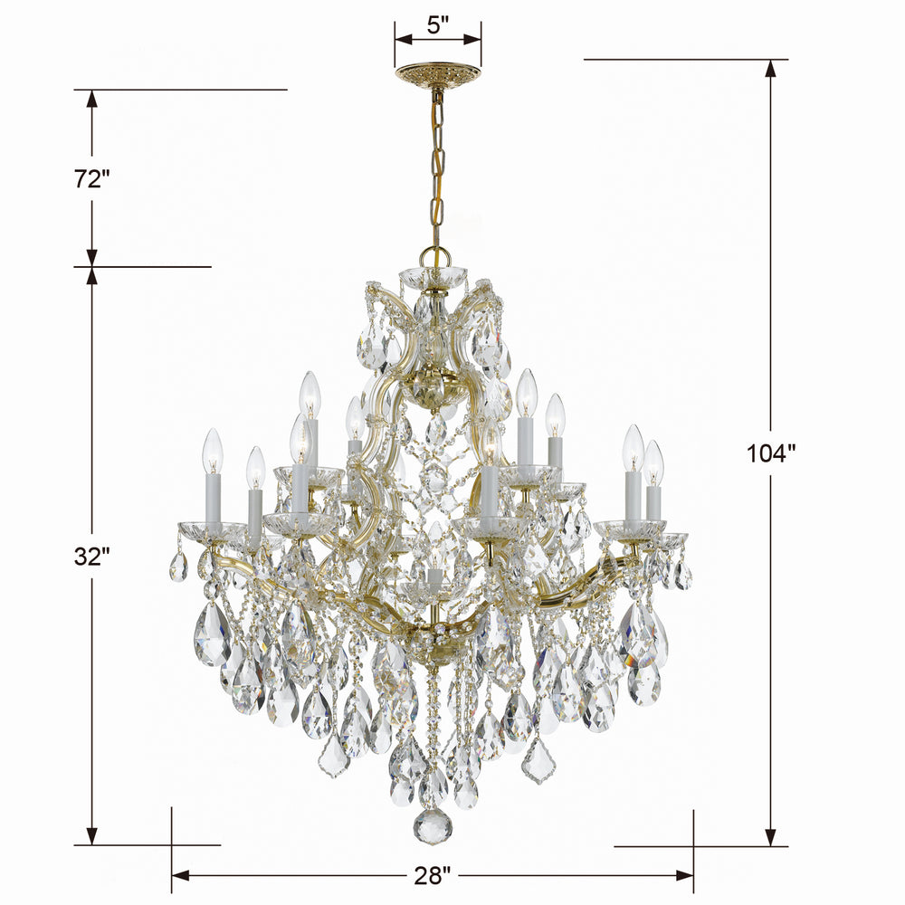 Crystorama - 4413-GD-CL-S - 13 Light Chandelier - Maria Theresa - Gold