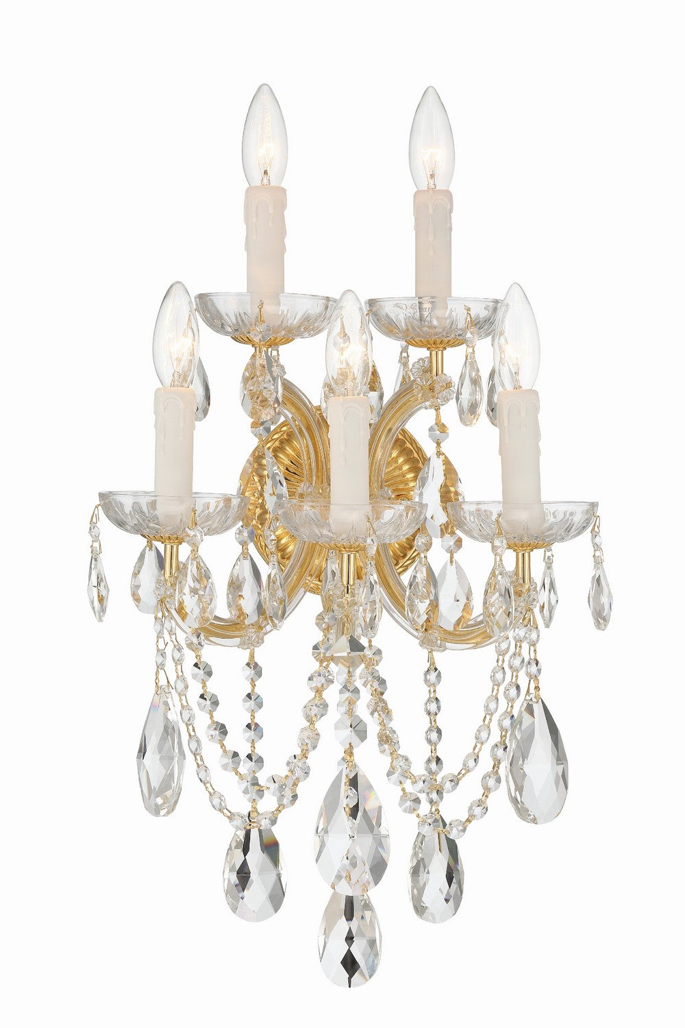 Maria Theresa Five Light Wall Sconce in Gold - available from The Lighting Shoppe, trusted by Canadian homeowners