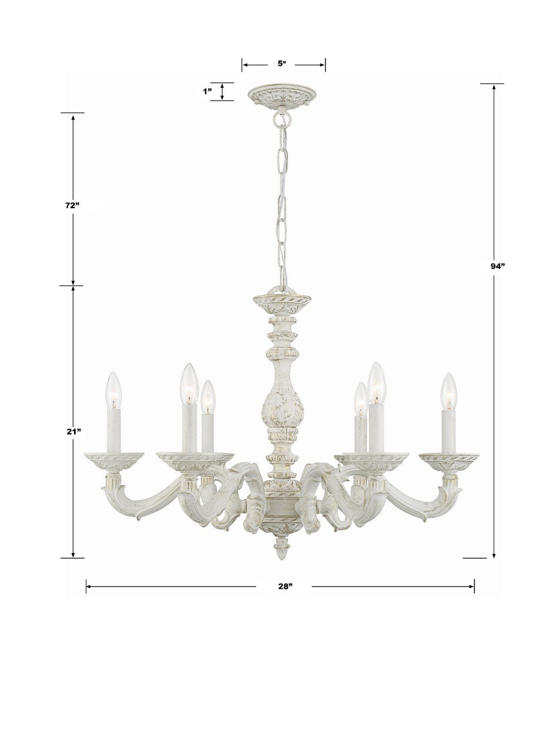 Crystorama - 5126-AW - Six Light Chandelier - Paris Market - Antique White