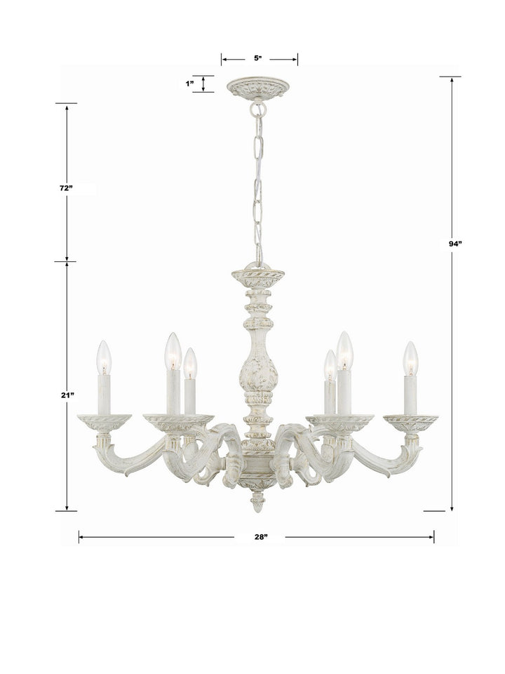 Crystorama - 5126-AW - Six Light Chandelier - Paris Market - Antique White