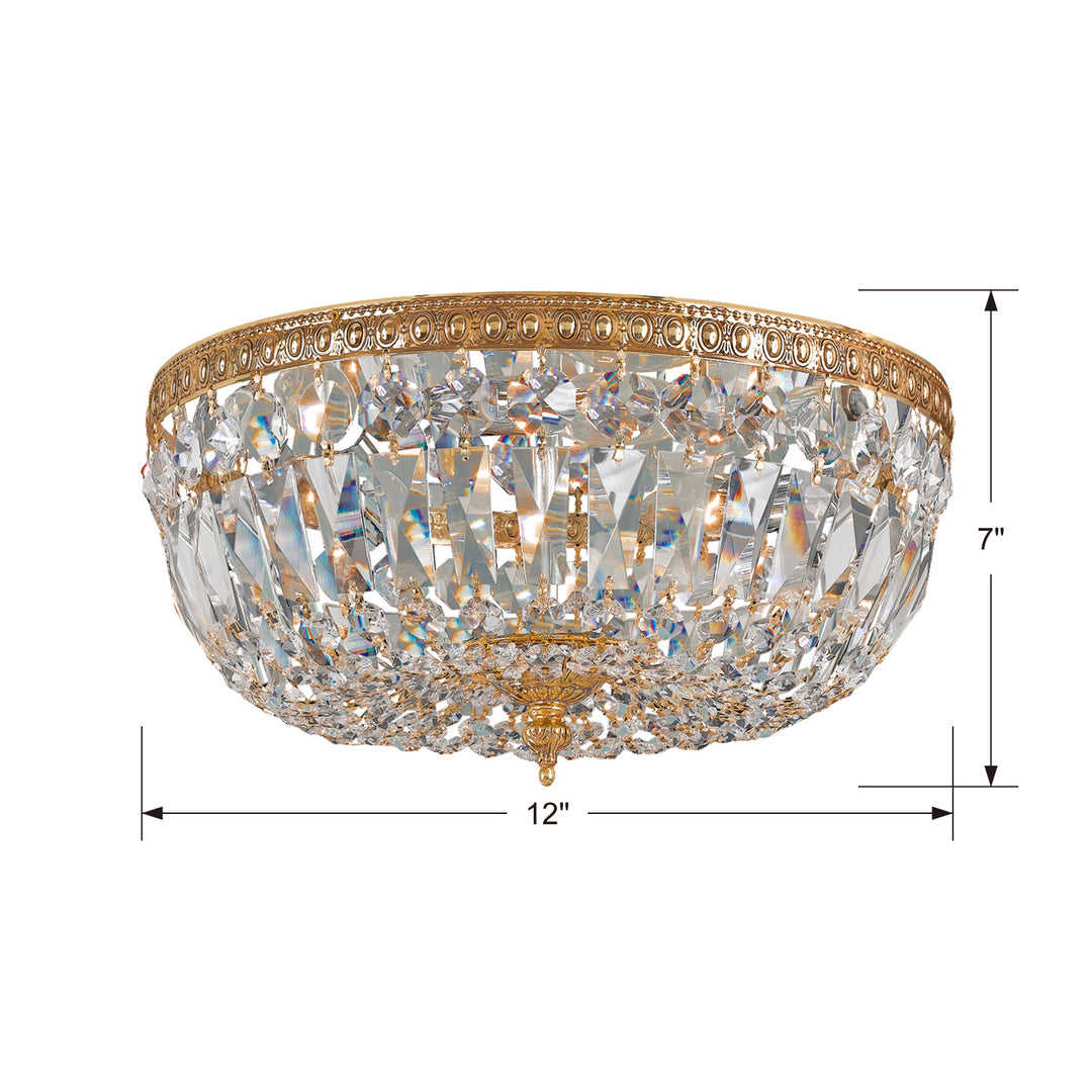 Crystorama - 712-OB-CL-SAQ - Three Light Flush Mount - Waltham - Olde Brass