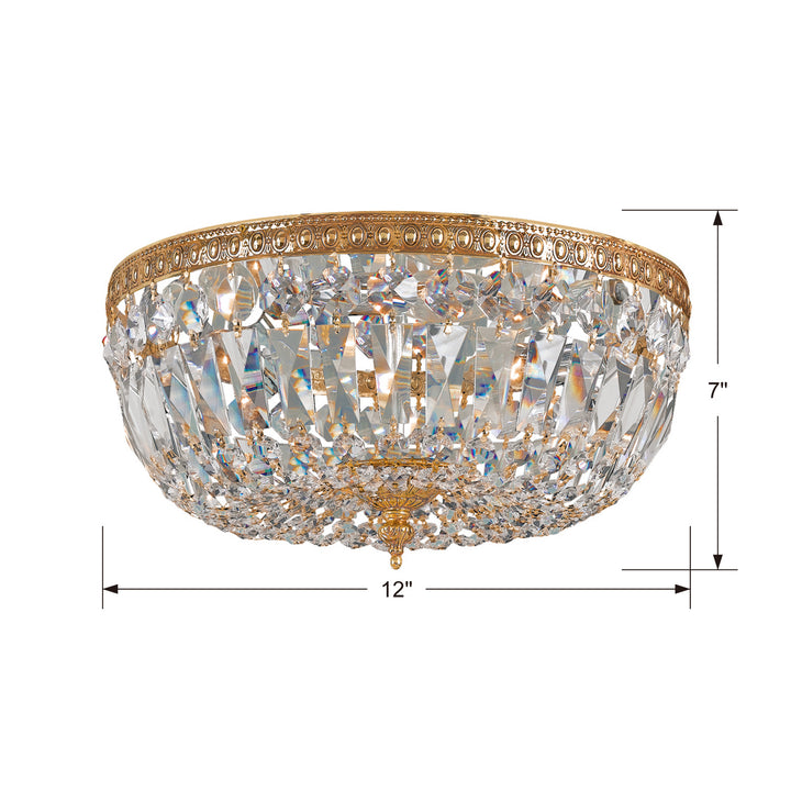 Crystorama - 712-OB-CL-SAQ - Three Light Flush Mount - Waltham - Olde Brass