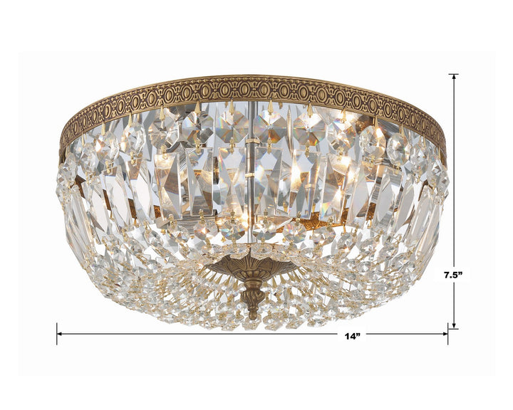 Crystorama - 714-OB-CL-MWP - Three Light Flush Mount - Ceiling Mount - Olde Brass