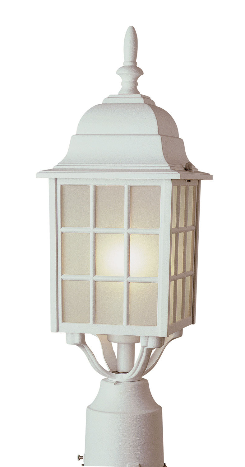 San Gabriel One Light Postmount Lantern in White - available from The Lighting Shoppe, trusted by Canadian homeowners