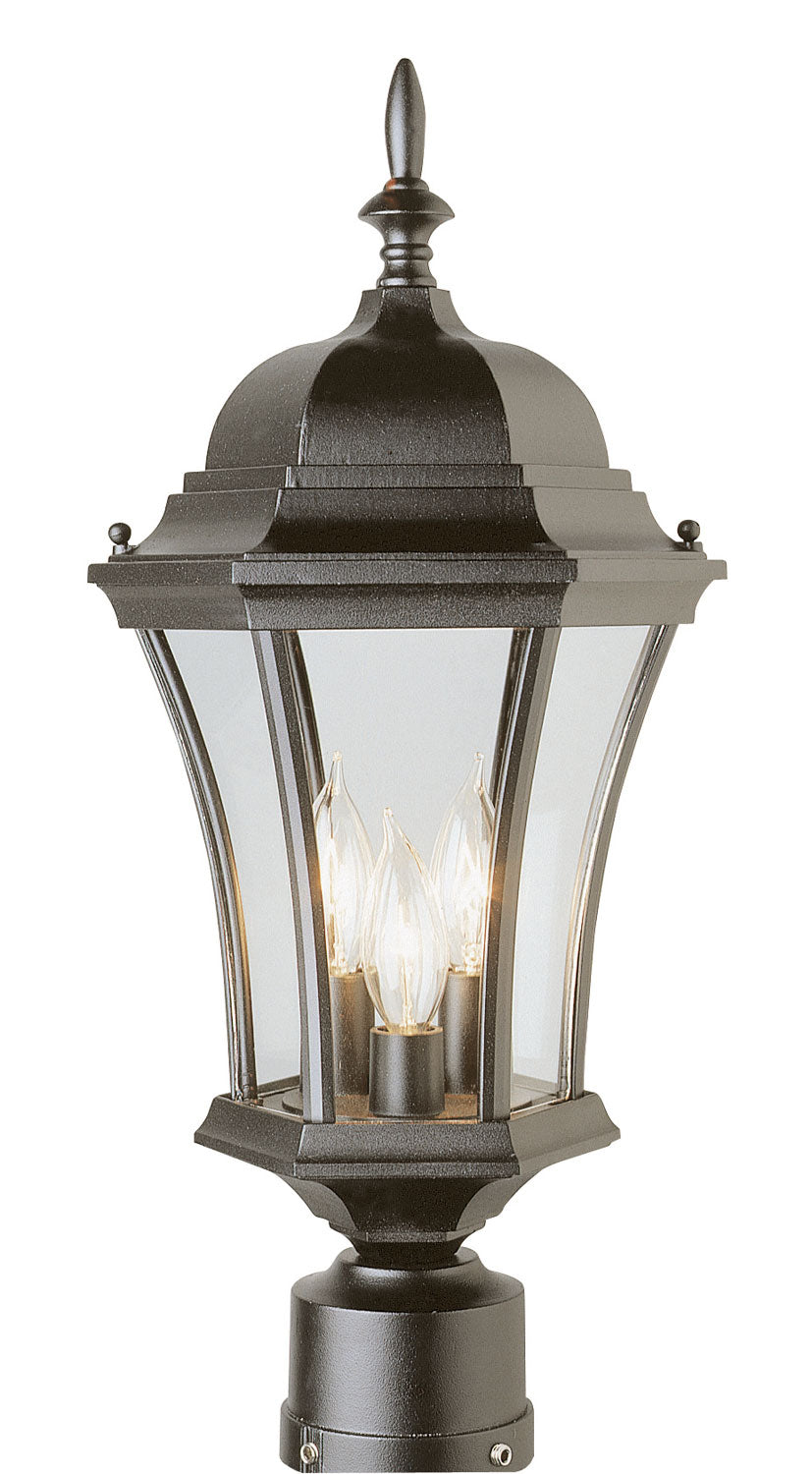 Burlington Three Light Postmount Lantern in Black - available from The Lighting Shoppe, trusted by Canadian homeowners