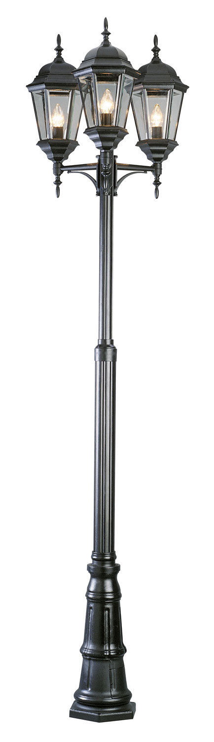 Classical Three Light Pole Light in Black - available from The Lighting Shoppe, trusted by Canadian homeowners