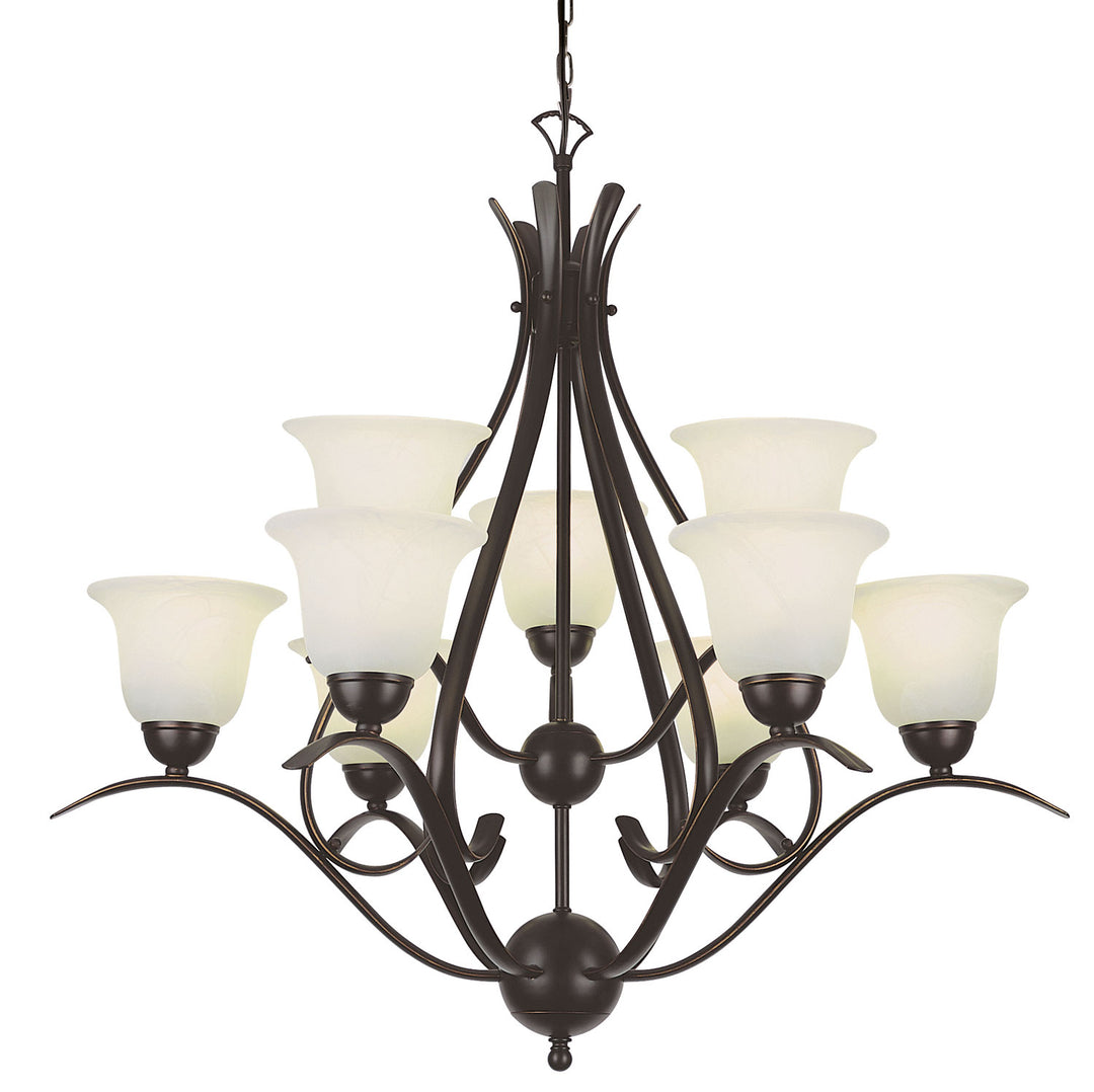 Aspen Nine Light Chandelier in Rubbed Oil Bronze - available from The Lighting Shoppe, trusted by Canadian homeowners
