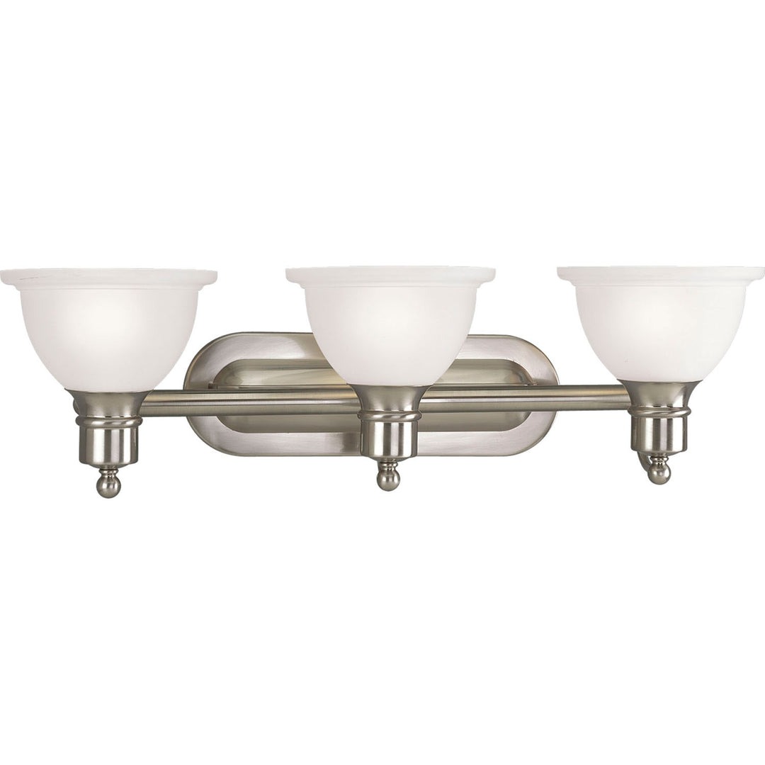 Madison Three Light Bath Bracket in Brushed Nickel - available from The Lighting Shoppe, trusted by Canadian homeowners