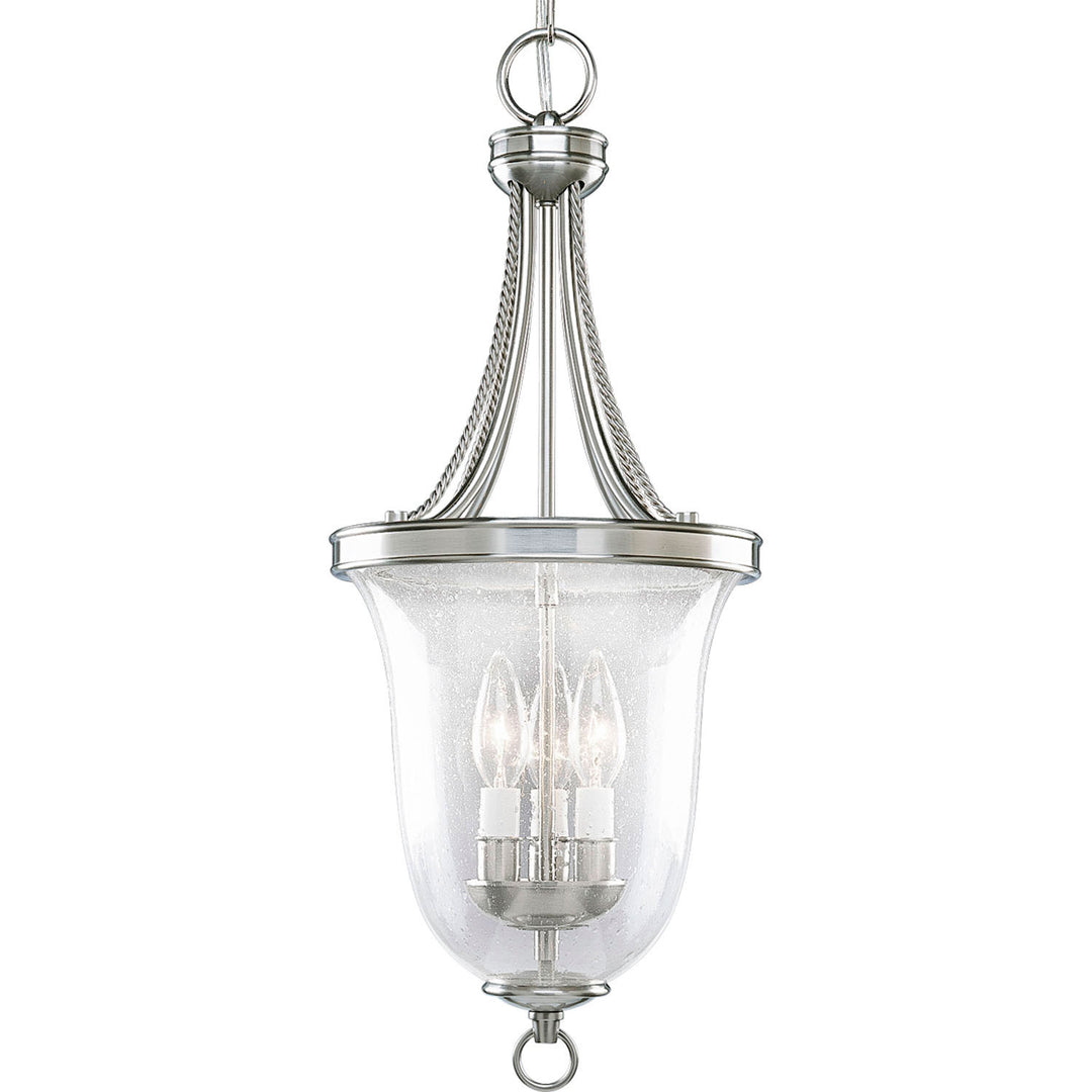 Seeded Glass Three Light Foyer Pendant in Brushed Nickel - available from The Lighting Shoppe, trusted by Canadian homeowners