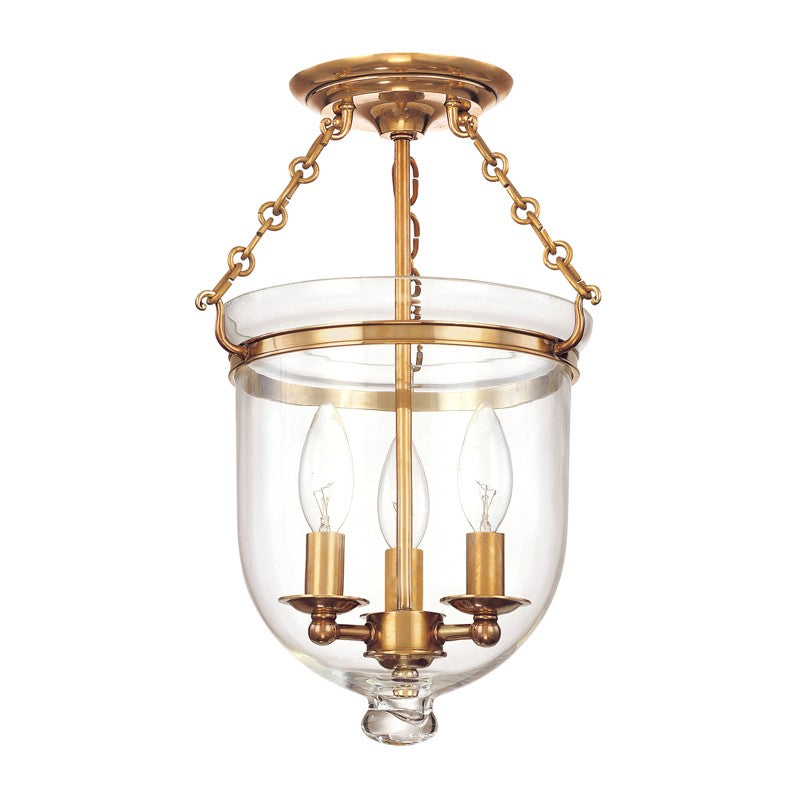 Hudson Valley Canada - 251-AGB-C1 - Three Light Semi Flush Mount - Hampton - Aged Brass