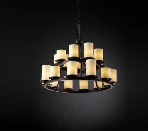 CandleAria 21 Light Chandelier in Dark Bronze Justice Designs