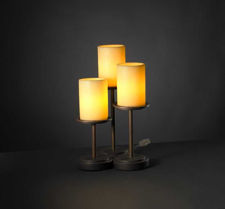 CandleAria Three Light Table Lamp in Dark Bronze Justice Designs