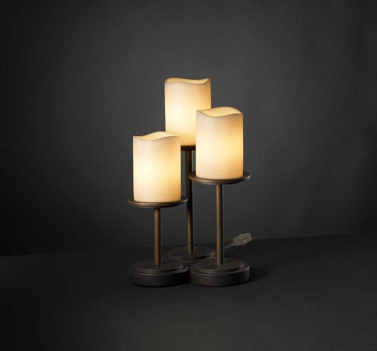 CandleAria Three Light Table Lamp in Dark Bronze Justice Designs