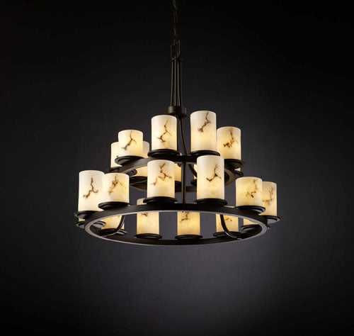 LumenAria 21 Light Chandelier in Dark Bronze Justice Designs
