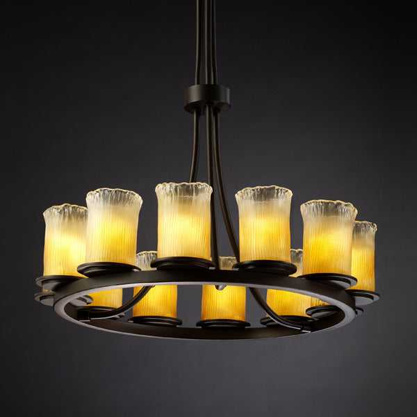 Veneto Luce 12 Light Chandelier in Dark Bronze Justice Designs