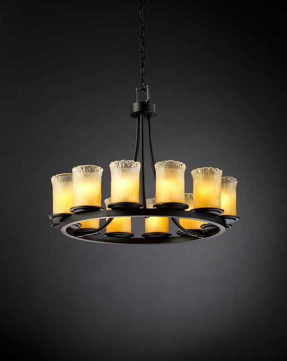 Veneto Luce 12 Light Chandelier in Matte Black Justice Designs