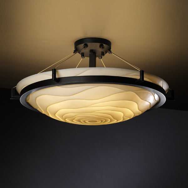 Porcelina Six Light Semi-Flush Mount in Dark Bronze Justice Designs