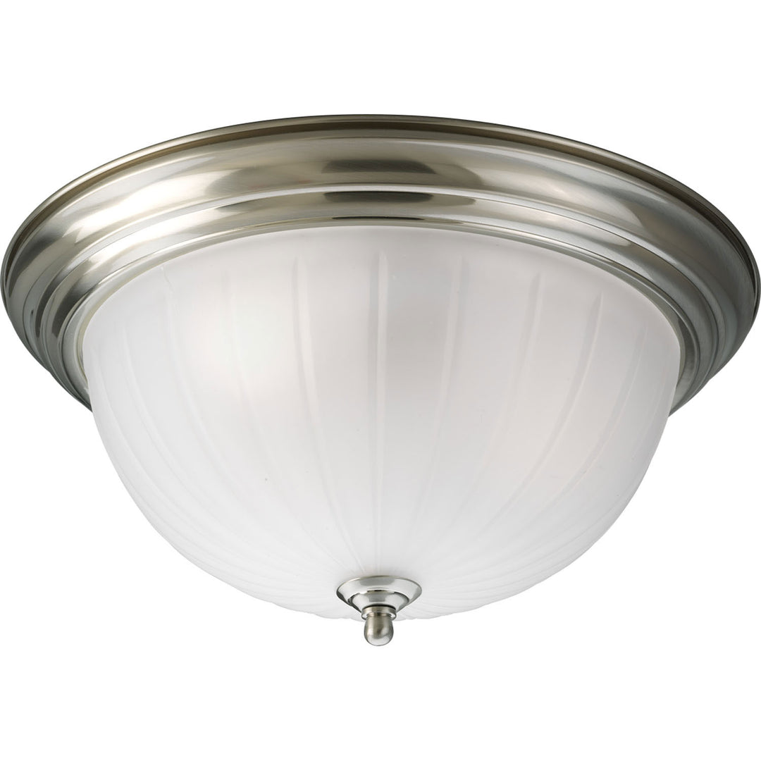 Progress Canada - P3818-09 - Three Light Flush Mount - Melon Glass - Brushed Nickel