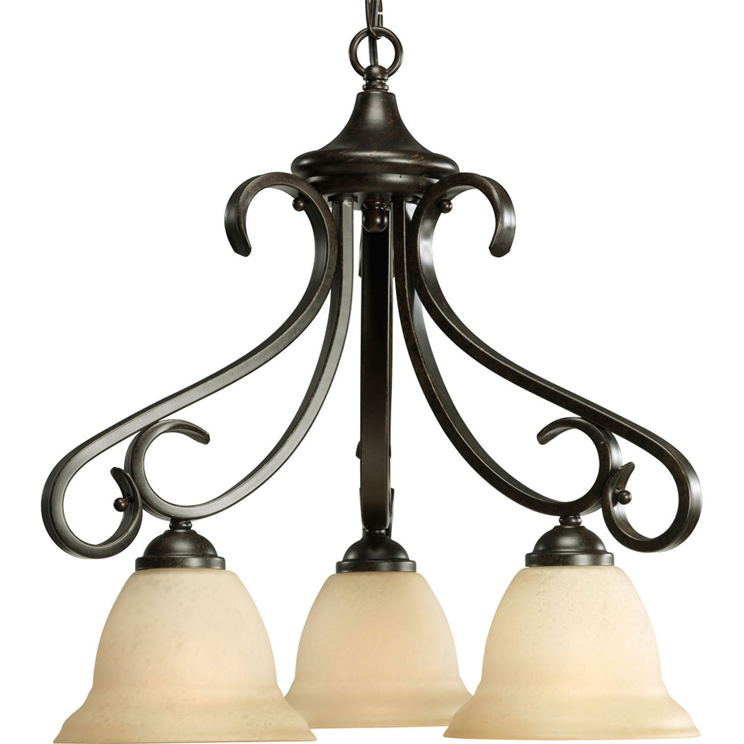 Torino Three Light Chandelier in Forged Bronze - available from The Lighting Shoppe, trusted by Canadian homeowners