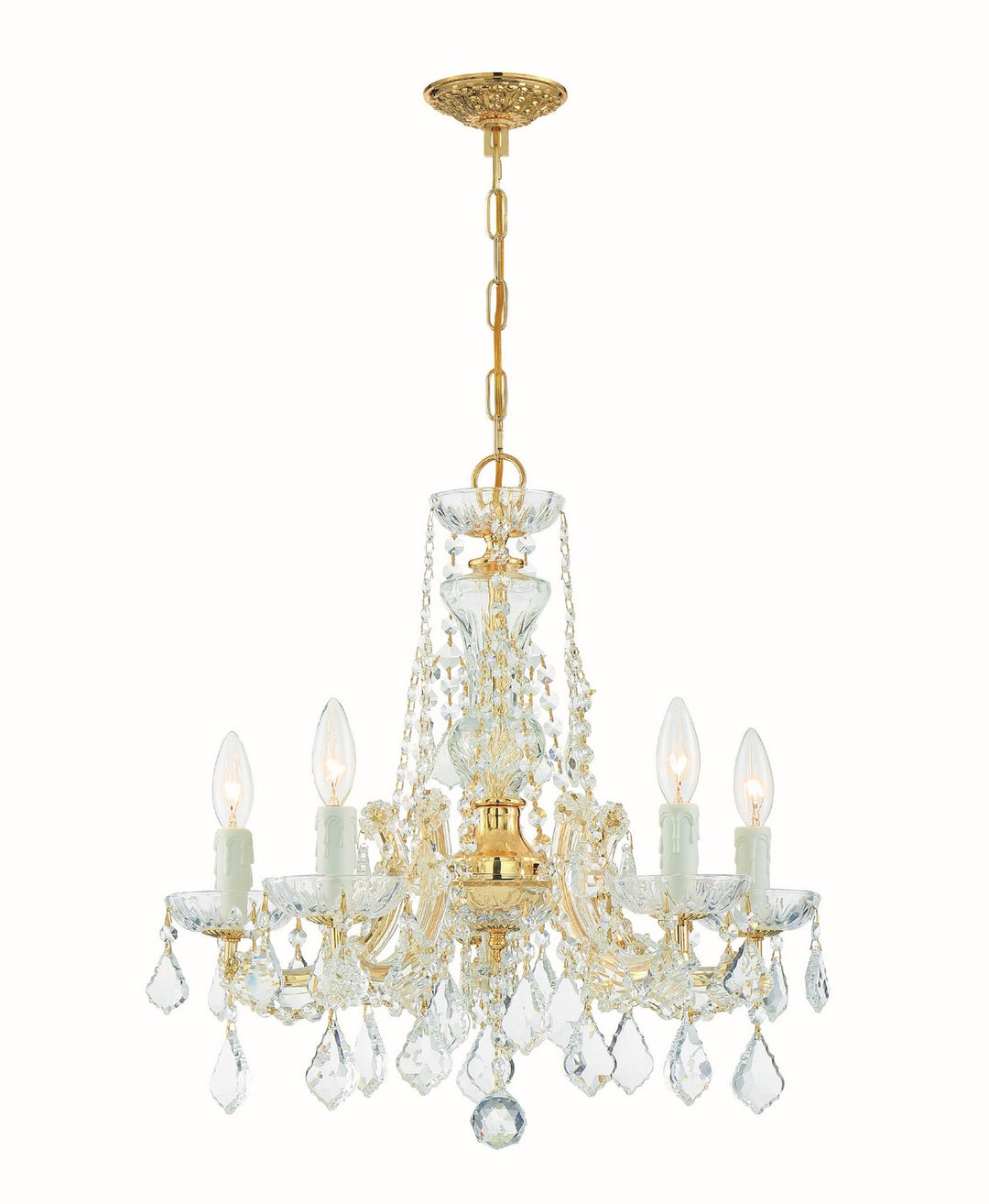 Maria Theresa Five Light Chandelier in Gold - available from The Lighting Shoppe, trusted by Canadian homeowners
