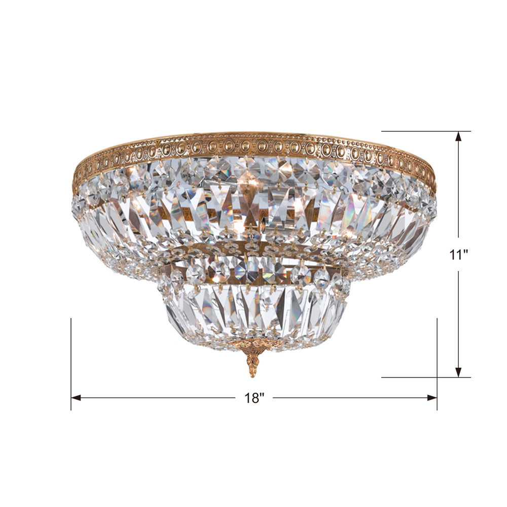Crystorama - 718-OB-CL-SAQ - Four Light Flush Mount - Waltham - Olde Brass