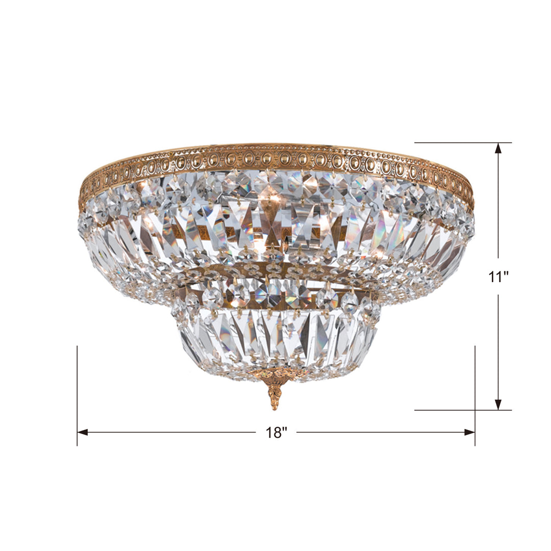 Crystorama - 718-OB-CL-SAQ - Four Light Flush Mount - Waltham - Olde Brass