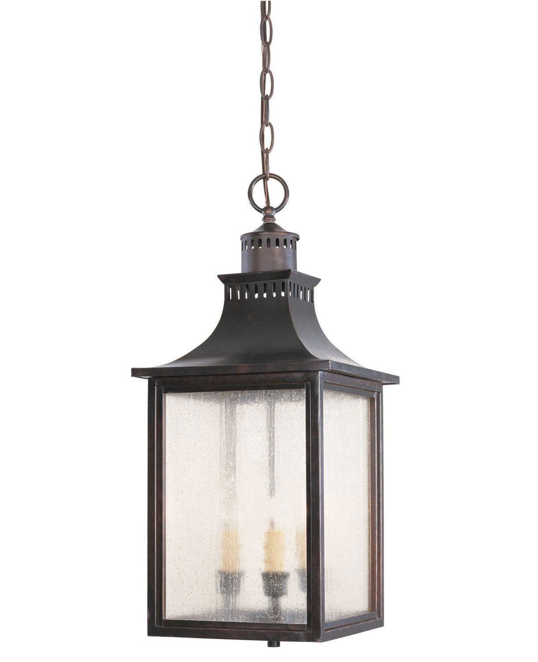 Monte Grande Three Light Hanging Lantern in English Bronze Savoy House