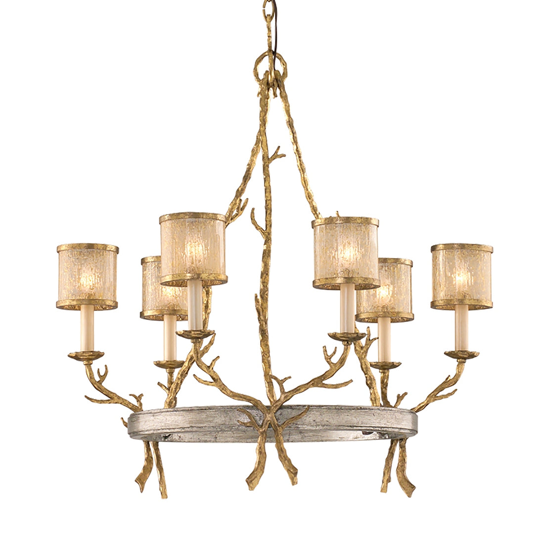 Corbett Lighting Canada - 66-06-VGL/SSL - Six Light Chandelier - Parc Royale - Vintage Gold Leaf