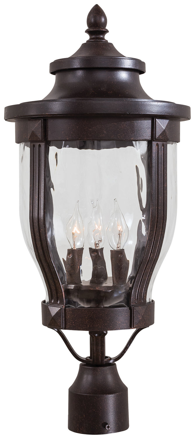 Merrimack Three Light Post Mount in Corona Bronze - available from The Lighting Shoppe, trusted by Canadian homeowners