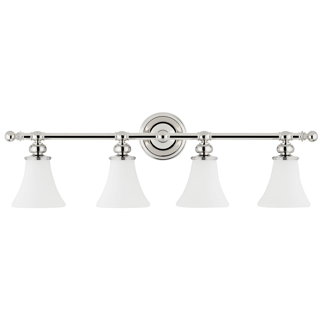 Weston Four Light Bath Bracket in Polished Nickel - available from The Lighting Shoppe, trusted by Canadian homeowners