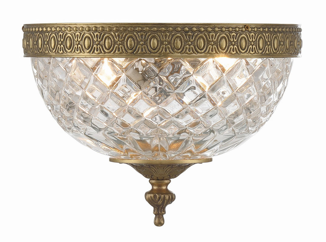 Ceiling Mount Two Light Flush Mount in Olde Brass - available from The Lighting Shoppe, trusted by Canadian homeowners