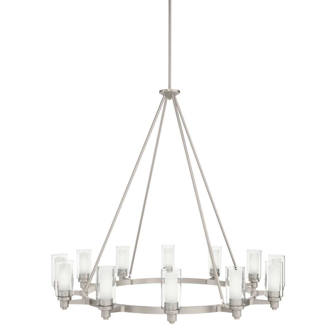 Circolo 12 Light Chandelier in Brushed Nickel - available from The Lighting Shoppe, trusted by Canadian homeowners