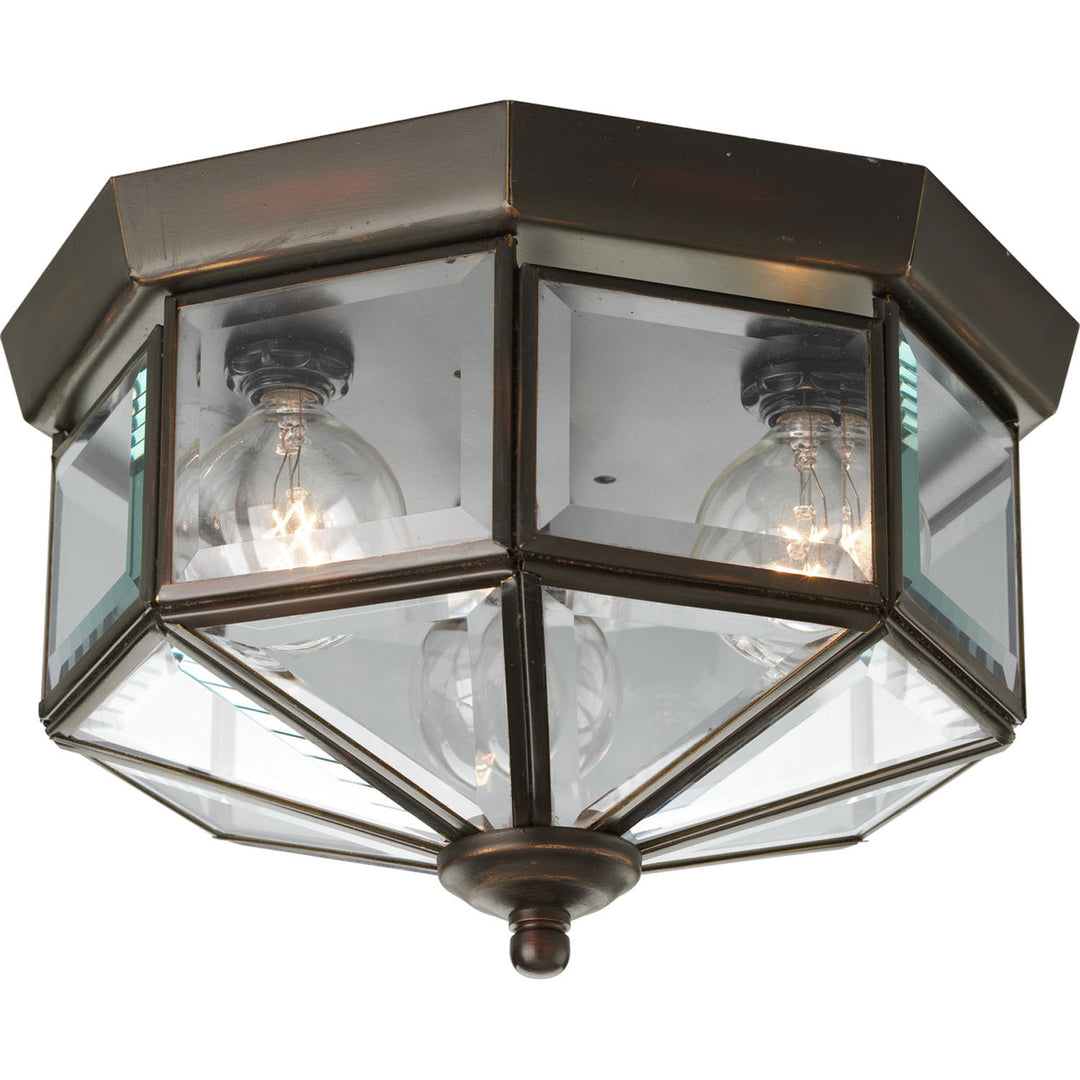 Progress Canada - P5788-20 - Three Light Flush Mount - Beveled Glass - Antique Bronze