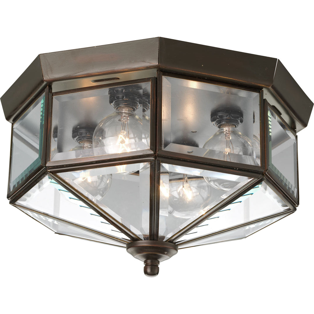 Progress Canada - P5789-20 - Four Light Flush Mount - Beveled Glass - Antique Bronze