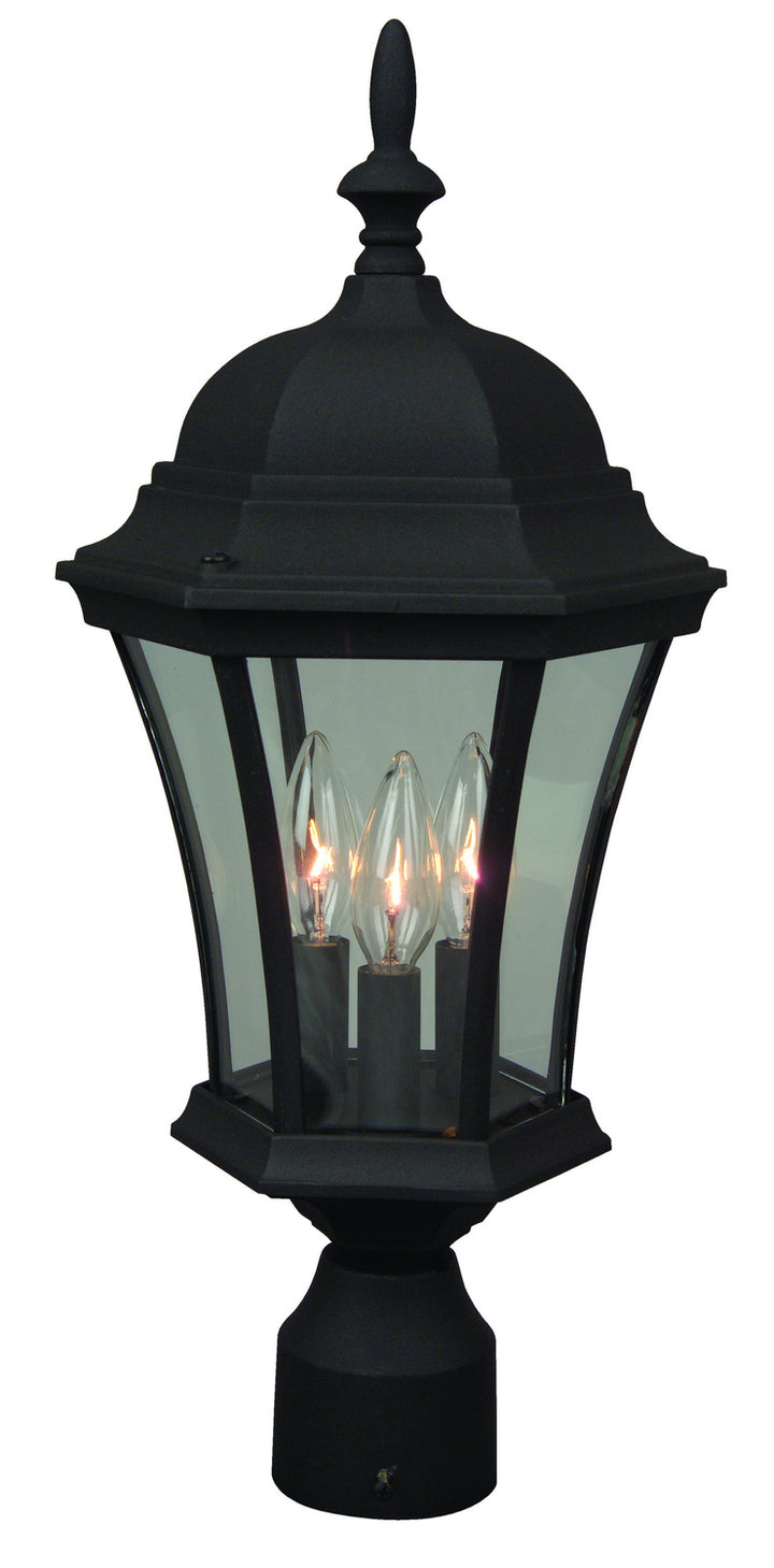Craftmade Canada - Z345-TB - Three Light Post Mount - Curved Glass Cast - Textured Black