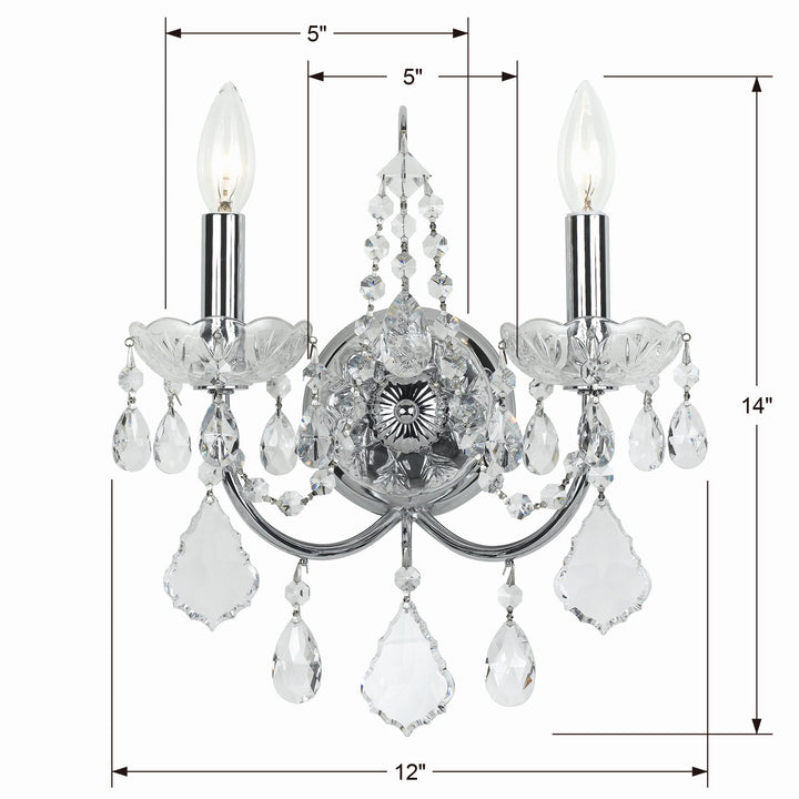 Crystorama - 3222-CH-CL-SAQ - Two Light Wall Sconce - Imperial - Polished Chrome