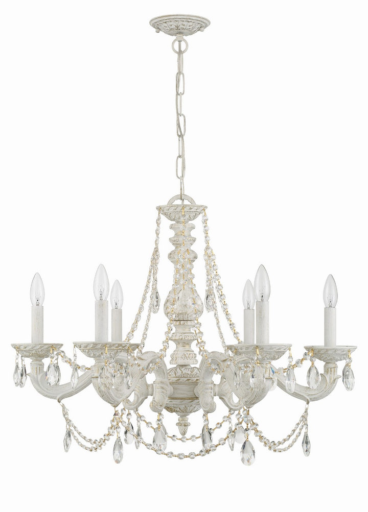 Crystorama - 5026-AW-CL-MWP - Six Light Chandelier - Paris Market - Antique White