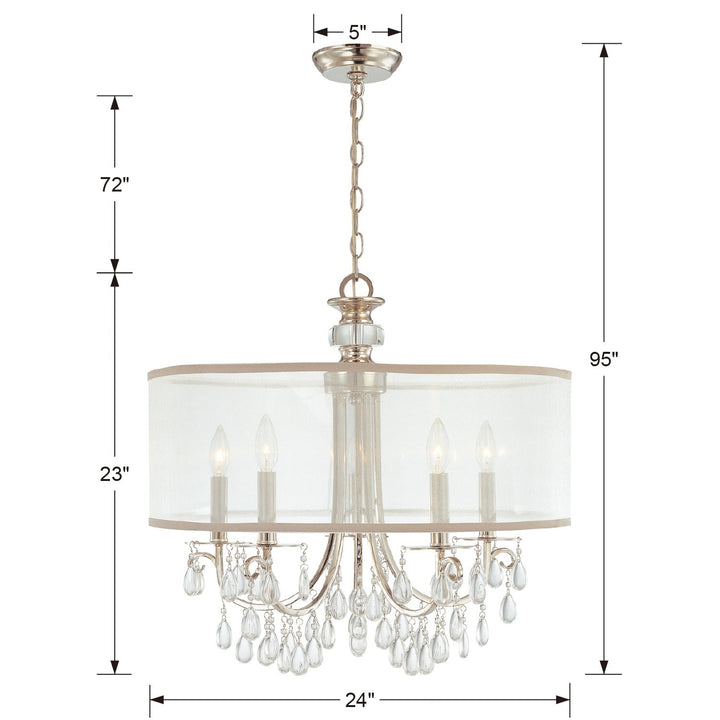 Crystorama - 5625-CH - Five Light Chandelier - Hampton - Polished Chrome