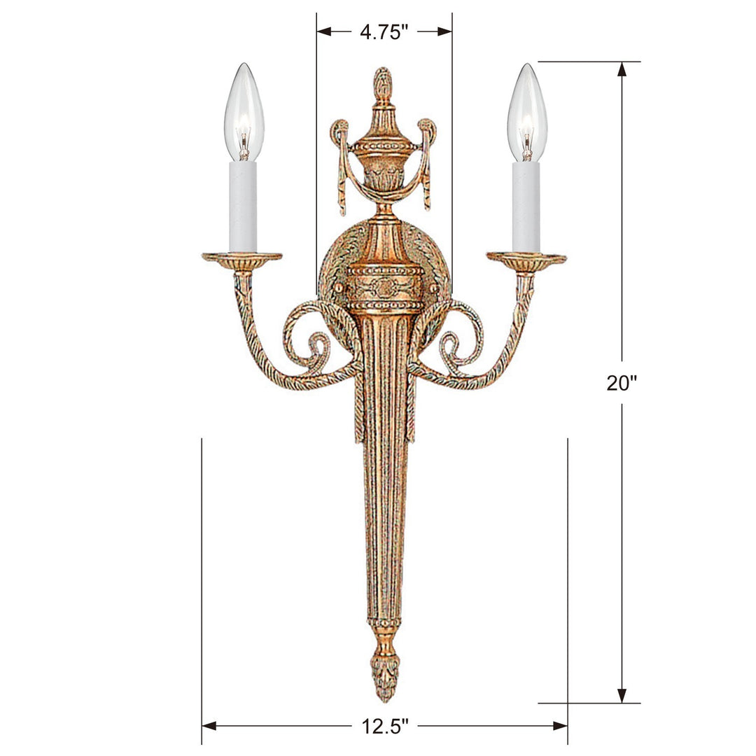 Crystorama - 662-MB - Two Light Wall Sconce - Loxley - Matte Brass