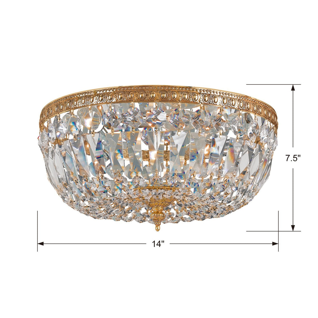 Crystorama - 714-OB-CL-SAQ - Three Light Flush Mount - Waltham - Olde Brass